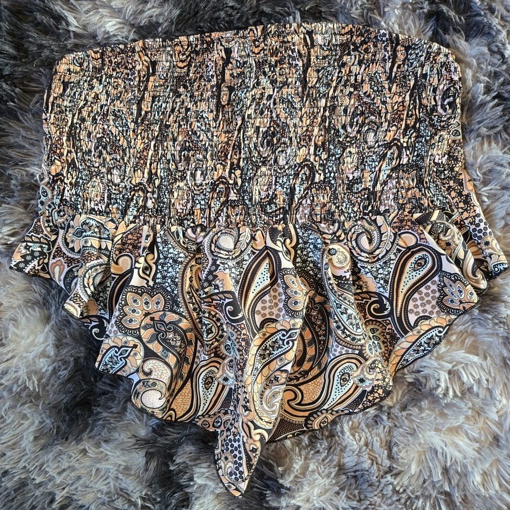 Boho Paisley Smocked Crop Top